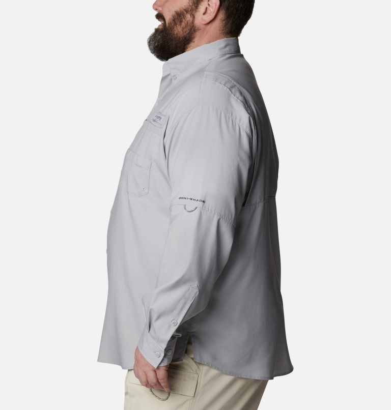 Men's Columbia PFG Tamiami II Long Sleeve Shirts Light Grey | Plus Size CA-J345C